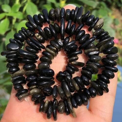 8-12mm Natural Black Obsidian Stone Freeform Loose Dondelle Chips Beads For Jewelry Making Beadwork DIY Bracelet Necklace Earing