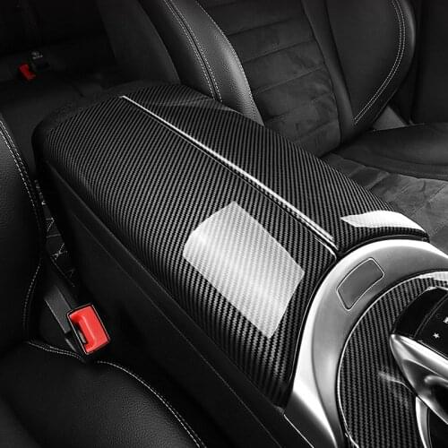 Car styling Stowing Tidying Armrest box protect cover stickers For Mercedes Benz C Class W205 GLC X253 Interior Auto Accessories