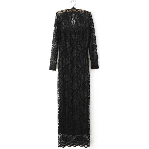 White Black or Blue Sexy Sheath Ankle Length Lace Dress Women Clubwear