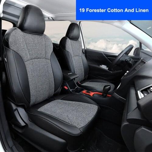 QHCP Microfiber Leather Cotton Linen Car Seat Cover Ventilation Protect Cushion For Subaru Forester 2019-2021 Vehicle Interior