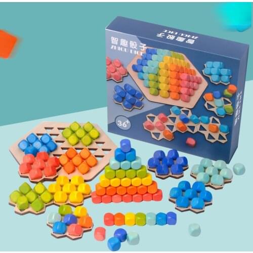 Childrenss 140Pcs Wooden 2cm Multi Color Dice Color Cognition Set Motessori Intelligence Developing Building Blocks Kids Gifts