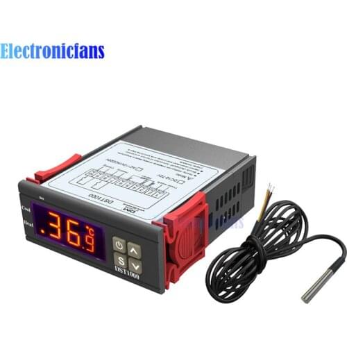DST1000 Single Display Digital Temperature Control Controller Thermostat DS18B20 Sensor Waterproof DC 12V-72V Replace STC-1000