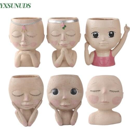 Girl Figurines Succulent Flower Pot Nordic Decoration Home Figure Statue Vase Human Plant Pots Decorative Crafts Gift