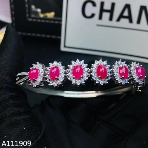 KJJEAXCMY boutique jewelry 925 sterling silver inlaid natural ruby female luxury bracelet support detection exquisite