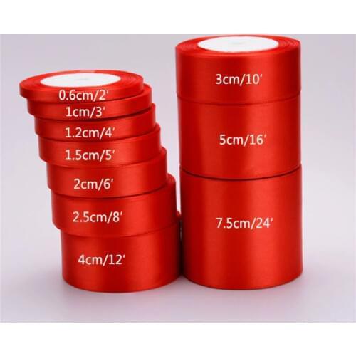 Red Satin Ribbon 25 Yards 6mm-75mm Packing Material DIY Bow Craft Decor Wedding Party Decor Gift Wrapping Scrapbooking Supplies