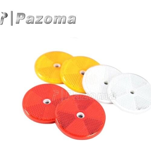 Pazoma 2pcs Plastic Red Yellow White Round Circular Reflectors 60mm Diameter with Central Fixing Hole Dirt Bikes