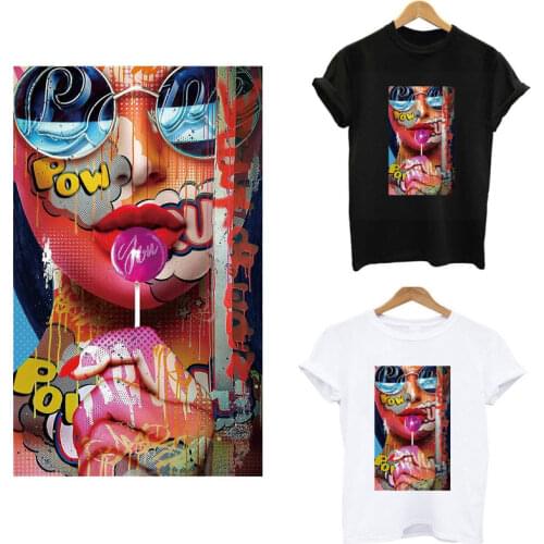 Lollipop Girl Iron on Patch Thermo Stickers on clothes Heat Transfer patch For Clothing Applique Washable Elasticity Badage