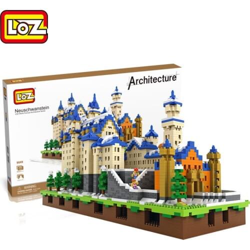 LOZ diamond small particle building block new Swan Castle Building Model 9049 micro drill building block assembly toy 6800pcs