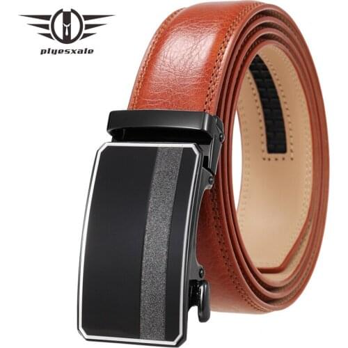 Plyesxale Brand Fashion Formal Business Belt For Men 3.5cm Width Natural Cowhide Non-porous Leather Belt Male Accessories B749