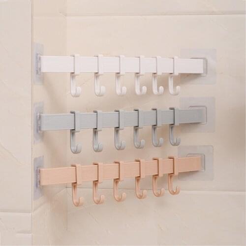 6 Hooks Towel Rack Suction Cup Kitchen Wall Door Holder Sucker Punch-Free Hanger for Kitchen and Bathroom