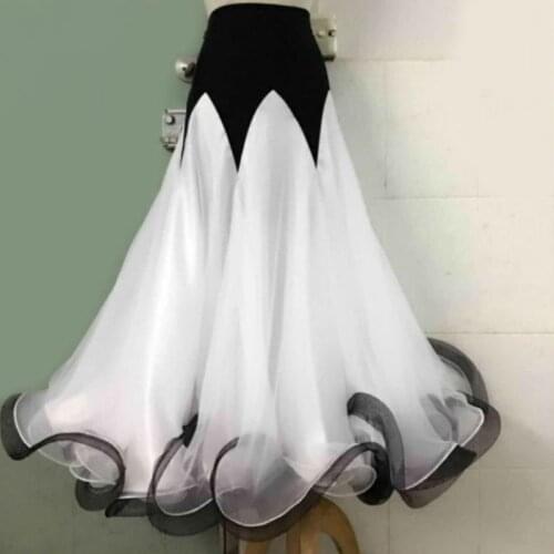 New Ballroom Dance Skirt Flamenco Waltz Tango Fishbone Big Swing Skirt Dance Competition Skirts Plus Size Practice Wear DL5262