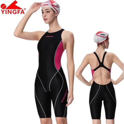 Yingfa 953 new Professional Women Swimsuit One Piece Swimwear Racing Competition Tights Sharkskin SharkSkin knee swimsuit