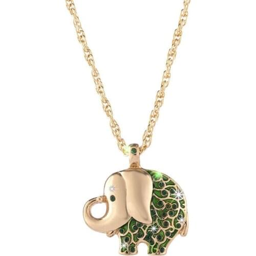 New cute green elephant pendant fashion 18K gold pendant necklace elephant animal necklace sweater chain for women jewelry