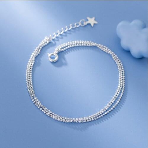 925 Sterling Silver Round Bead Tassel Star Charm Bracelet &Bangle For Women Girls Wedding Jewelry Party SL337