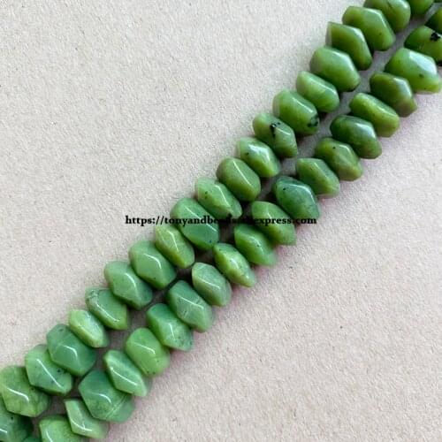 2lots more 10% off ! Semi-precious Stone Irregular Faceted Rondelle Canada Jade 7" Loose Beads 6x11mm For Jewelry Making