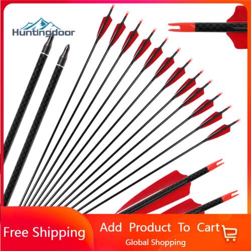6/12 pcs 31inch Pure Carbon Arrows Archery with Real Feathers Spine300 for Recurve Bow Traditional Longbow Target Shooting