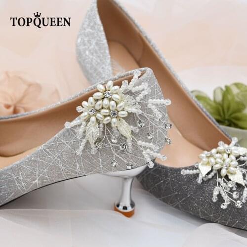 TOPQUEEN-X08 Buckle Clip Shoes Popular Decoration For Ladies' Wedding Fashion Pearls Rhinestone Sparkling Accessories Pinkage