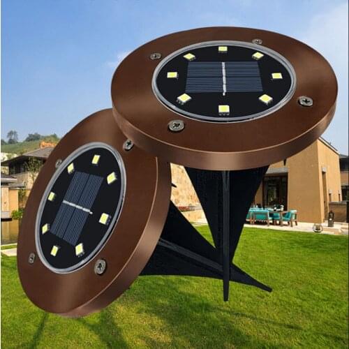 Outdoor Solar Lawn Light Stainless Steel 8Leds Garden Ground Plug Light Courtyard Staircase Path Landscape Lighting Solar Lamp