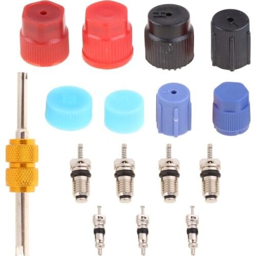 16Pcs/Set Universal Air Conditioning Service A/C AC System Cap Valve Cores Seal