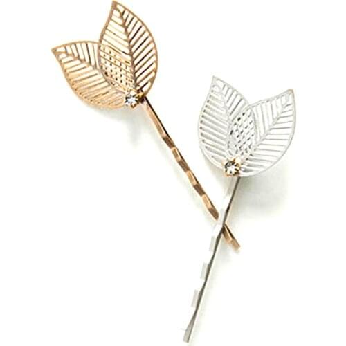 1 PC Elegant Leaves Hollow Out Hairpin Slide Clip Women Fashion Accessory Decor Sanw Headwear Triangle Hair Accessories