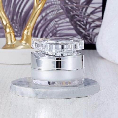 15G pearl white acrylic jar bottle diamond shape lid for serum/eye essence/moisturizer/day night cream skin care cosmetic pack