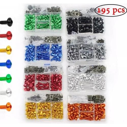 195PCS/Set Universal Motorcycle CNC Full Fairing Bolt Kits Bodywork Screws For Yamaha Kawasaki Honda BMW SUZUKI Pit Dirt Bike