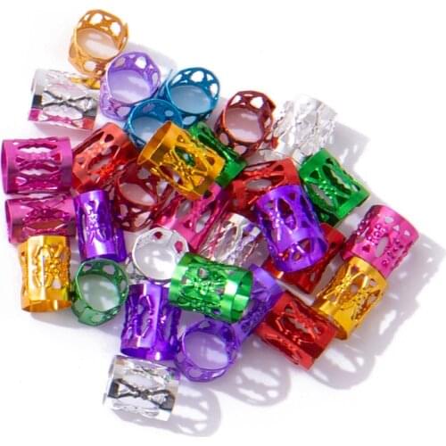 30pcs Silver Golden Hair Beads for Dreadlocks Hair Braid Tubes Cuffs Beads Dreadlock Bead Clip Kids Women