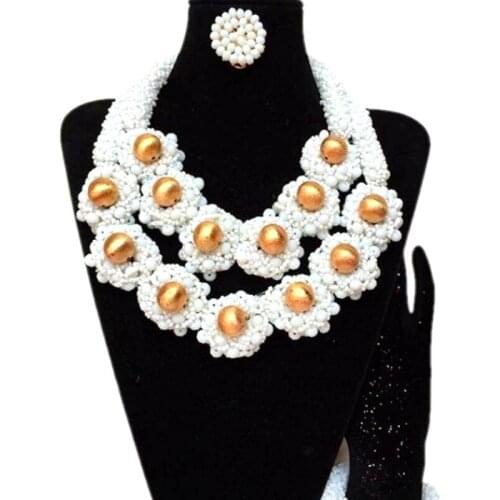 4UJewelry Dubai Wedding Choker Necklace With Gold Balls African Nigerian Jewelry beads set Handmade Ladies Jewellery Set 2018