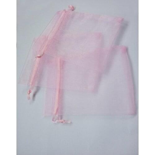 50pcs 11*16 Pink gift bags for jewelry/wedding/christmas/birthday Organza Bags with handles Packaging Yarn bag