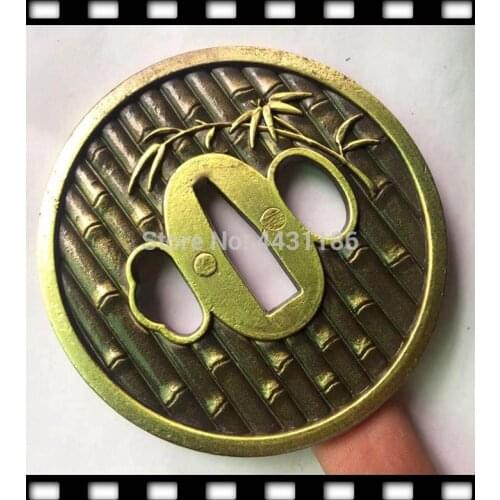 Bamboo Theme Tsuba Japanese Samurai Katana Wakizashi Tanto Sword Guard Alloy DIY Fittings