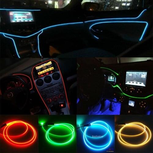 Free Shipping New Car Atmosphere Light DIY Set 2.0mm Side Glow Fiber Cable with Light Source 1m/2m/5m Cable Car Interior Light