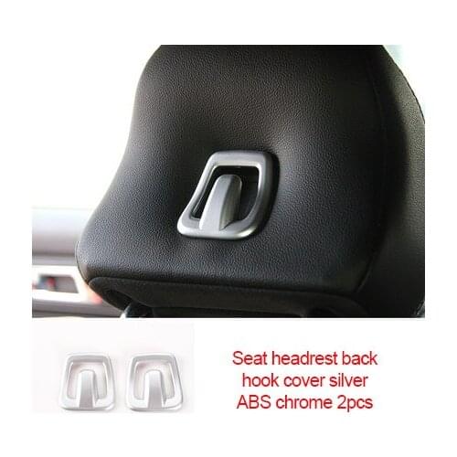 For Ford Mustang 2015-2020 Red ABS chrome Seat headrest back hook cover silver 2pcs