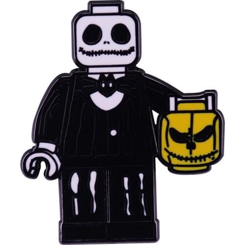 HOSENG Halloween Black Skull Punk Brooch Fashion Lapel Backpack Enamel Jewelry Pin Coat Badge Christmas Gift HS_495