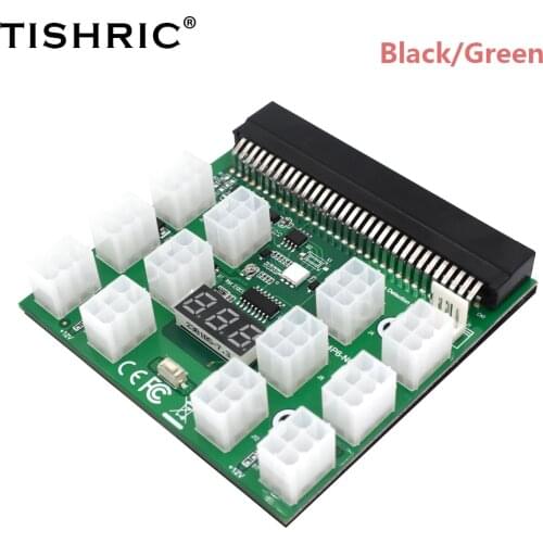 TISHRIC 17/12 Port 6pin GPU Mining Power Socket 1200W 750W Module Breakout Board LED Display HP Server Power Conversion Board