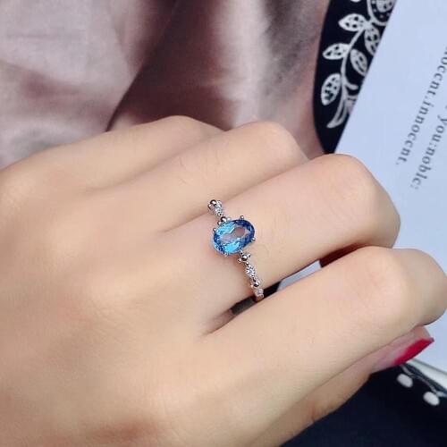 Natural Topaz Suit, 925 Sterling silver, ring ear nail necklace, blue gemstone, professional color treasure