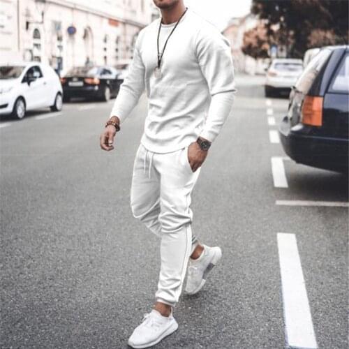 Long Sleeve O-Neck Tops And Jogger Trouser Outfits Men Streetwear Spring Summer Casual Men Tracksuit 2021 Fashion Two Piece Sets