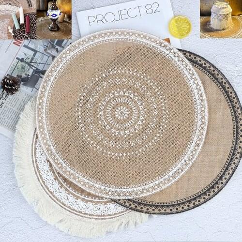 Round Embroidery/Lace Table Placemat Nordic Style Non-slip Placemat Heat Insulation Furniture Decoration Mat Coffee Cup Mats