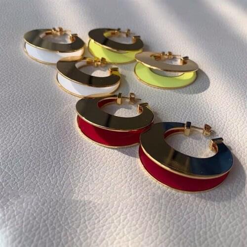 Brass With 18K Gold Round Statement Drop Earrings 925 sterling Silver Needle Punk Party Gown Runway Boho Korean Japan