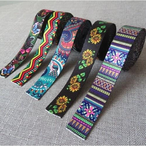 1 Yards Width 38mm Webbing Yoga Strap Tape Ethnic Dog Pet Collar Leash Harness Bag Garment Decoration Belt Sewing DIY Accessory