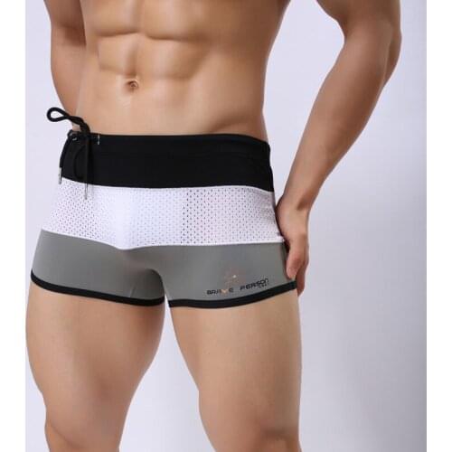 SD39 summer beach shorts men breathable mesh swimwear men stripe swim trunk boxer briefs pool swimuits swim shorts bathing suits