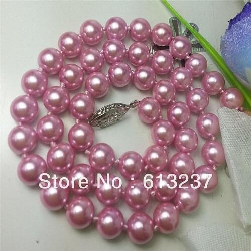 Fashion pink shell simulated-pearl 8mm round beads diy chains necklace for women high grade gifts jewelry making 18inch MY4654