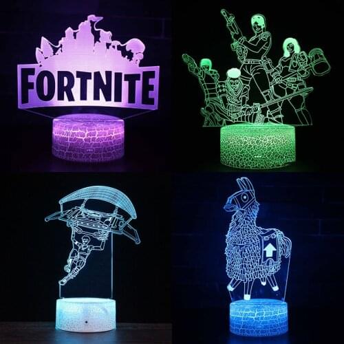 Fortnite 3D Night Light 16 Color Variations Lights Remote Control Table Lamp DIY Desktop Decoration Game Figure Model Kids Gift