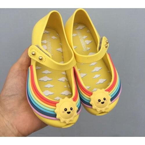 2021 Children new jelly shoes Princess Girl Rainbow Summer sandals Kids baby Cloudy Cute Candy Beach sandal Gift MN046