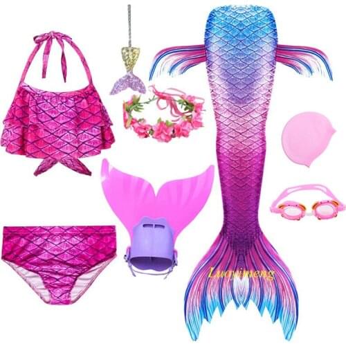 New Mermaid Tail for Girls Children Mermaid Swimming Suit Swimmable Swimsuit Mermaid Costume Clothes Swimwear Bikini Sets Dress