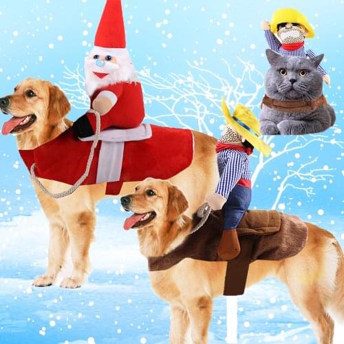 Dog Holloween Clothes Accessories Winter Plus Velvet Dog Clothes for Large Dogs Funny Cowboy Christmas Cute Small Dog Clothes