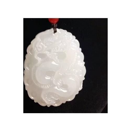 Jewelry wholesale White jade Dragon lovers Pendant necklace
