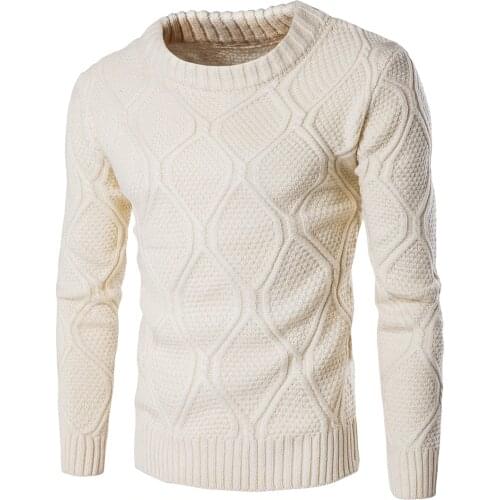 2020 Autumn Mens Casual Pullover Wool sweater , Warm winter mens round neck solid sweater men , Fashion twist knit sweater