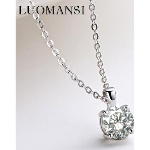 Luomansi Super Flash 1CT D Color Moissanite Pendant Necklace Passed Diamond Test 100%-S925 Sterling Silver Fine Jewelry Women