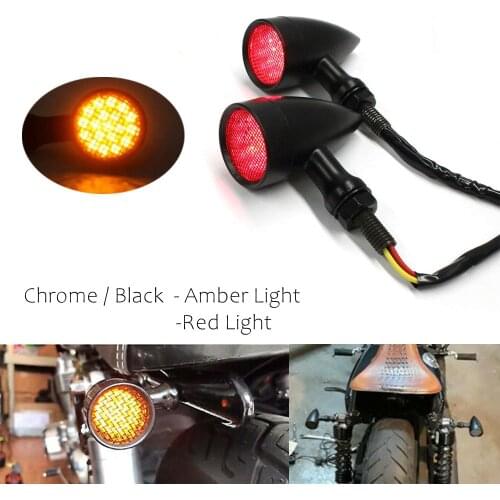 Pair Vintage Motorcycle LED Turn Signal Lights 8MM Universal Bullet Turn Signals Indicator Blinker Lamp for Harley Cafer Racer