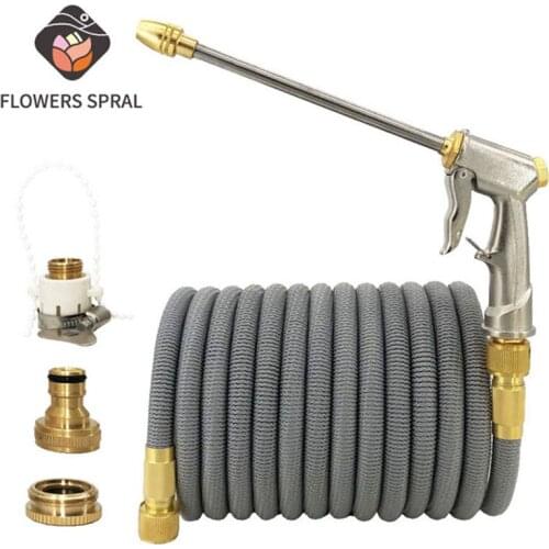 17FT-125FT New Garden Telescopic Hose Magic Rubber Hose EU Water Pipe High Pressure Car Wash Hose With Spray Gun Watering Garden